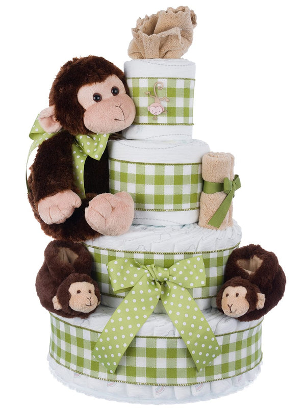 Our Lil' Monkey 4 Tier Diaper Cake Green