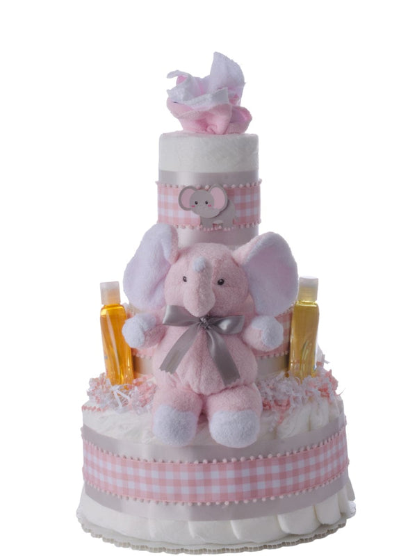 Twins Elephant 4 Tier Diaper Cake exclusive at Lil' Baby Cakes