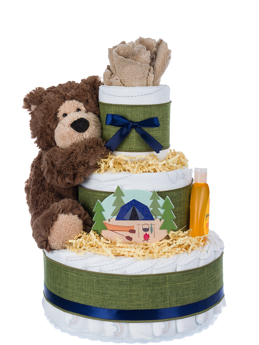 Let's Go Camping Baby Diaper Cake for Boys