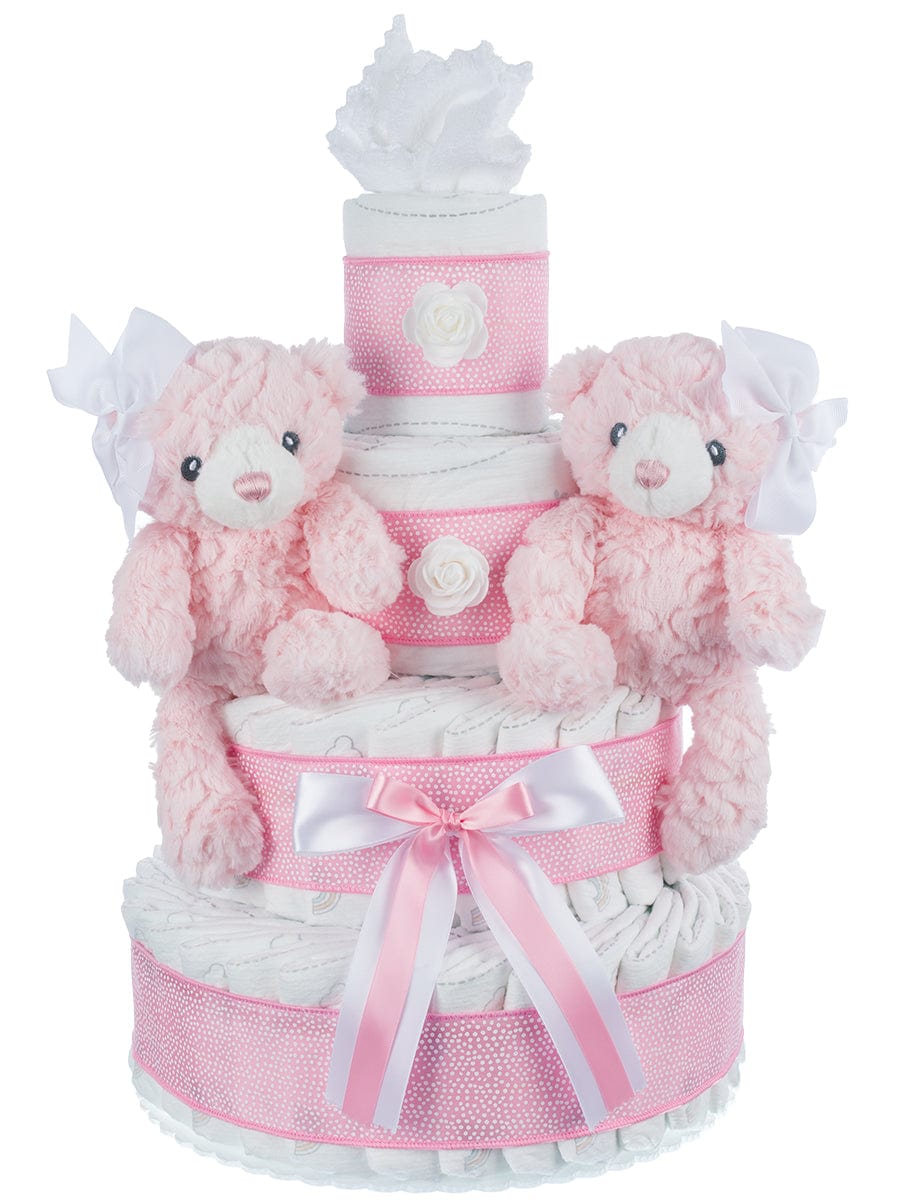 Lil' Baby Cakes Baby Bear Diaper Cake for Twin Girls