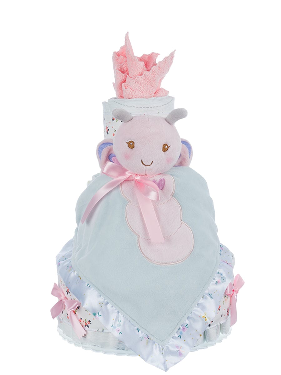 Lil' Baby Cakes Butterfly Lovie 3 Tier Baby Girl Diaper Cake