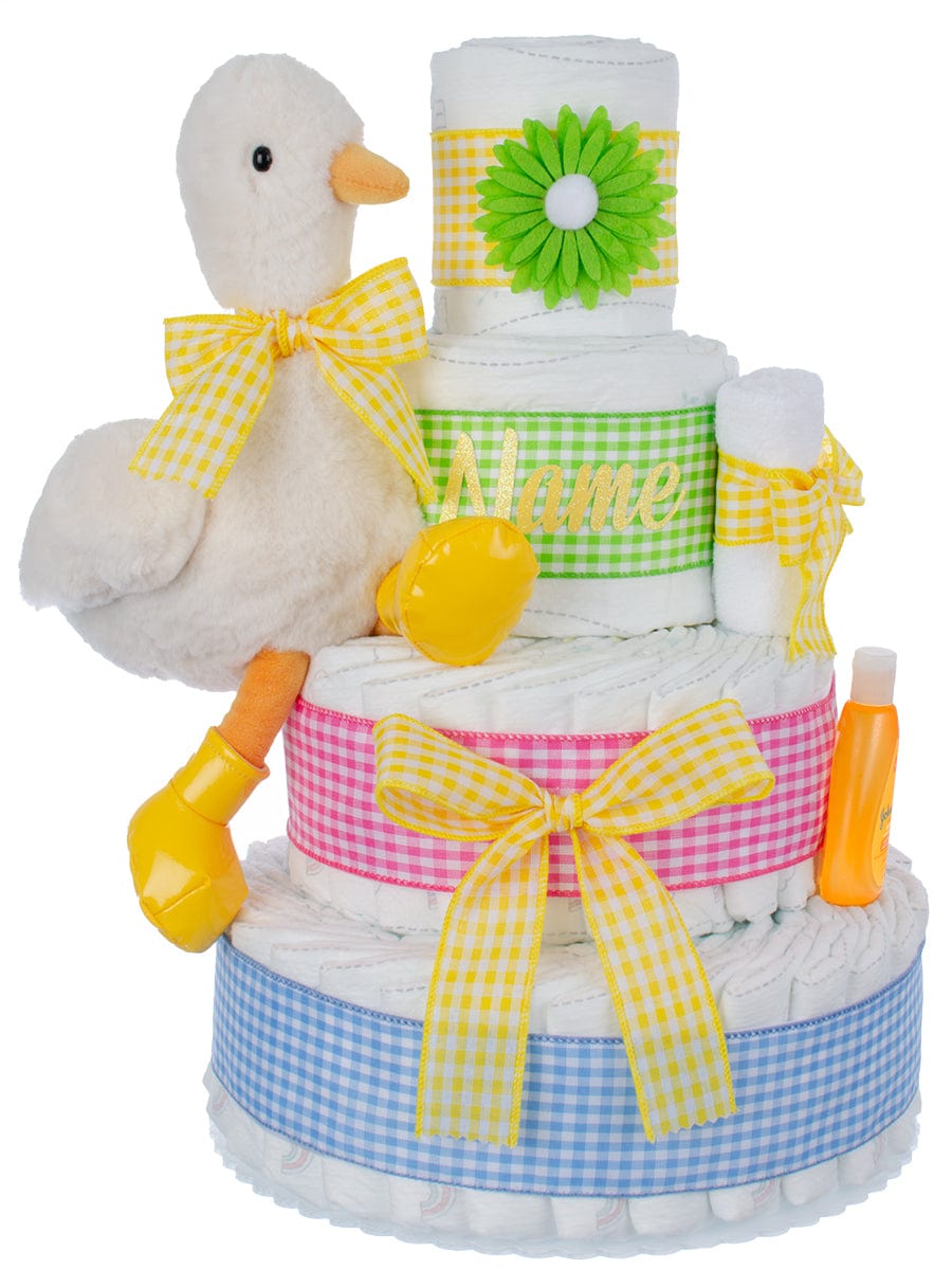 Lil' Baby Cakes Quackers Personalized 4 Tier Diaper Cake