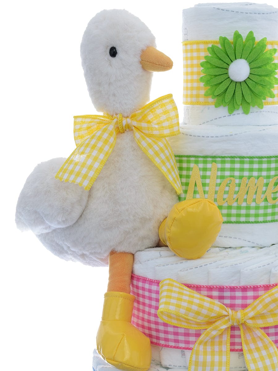 Lil' Baby Cakes Quackers Personalized 4 Tier Diaper Cake