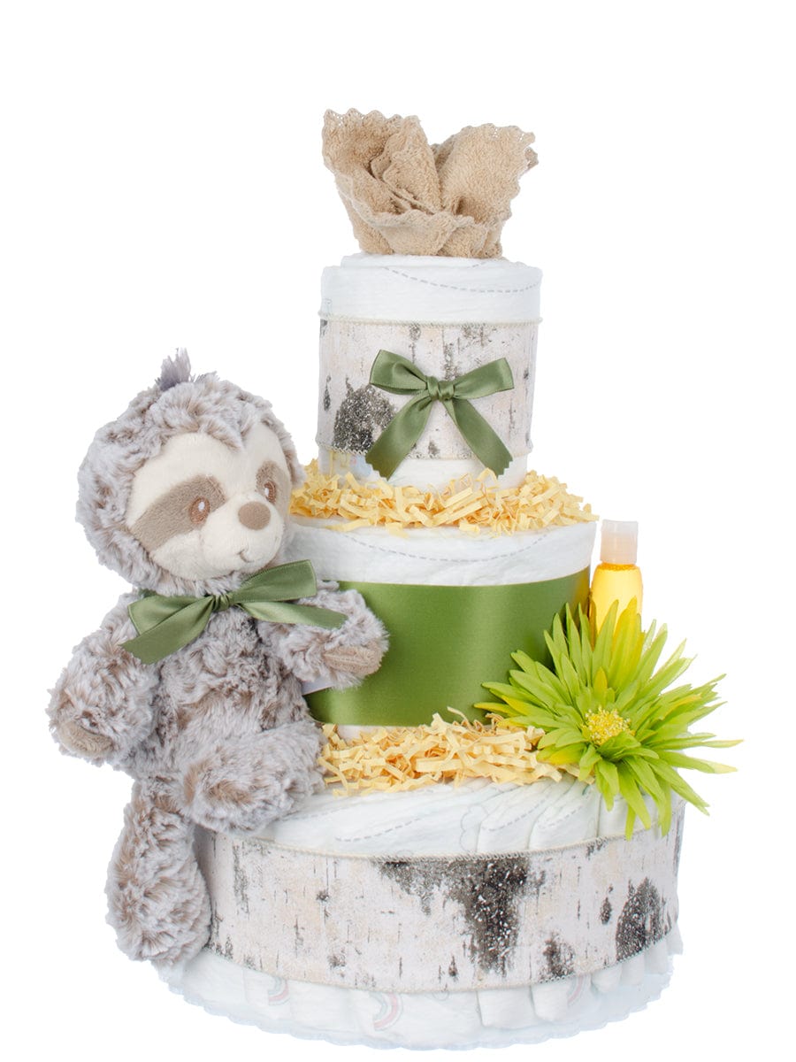 Lil' Baby Cakes Sloth Three Tier Neutral Diaper Cake