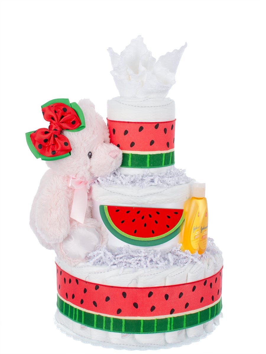 Lil' Baby Cakes Watermelon Fun 3 Tier Girl Baby Diaper Cake