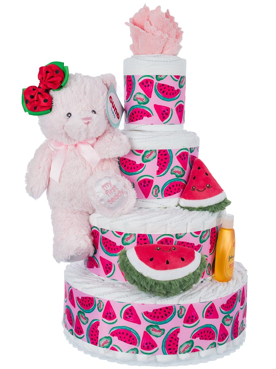 Lil' Baby Cakes Watermelon Fun 4 Tier Diaper Cake for Girls