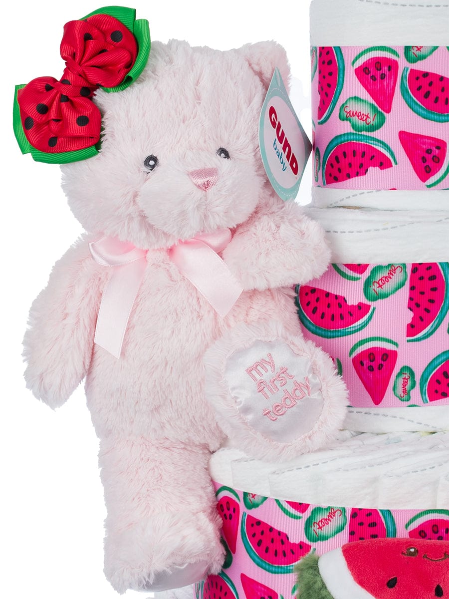 Lil' Baby Cakes Watermelon Fun 4 Tier Diaper Cake for Girls